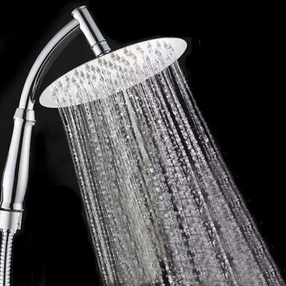 High Pressure Rainfall Shower Head Large Stainless Steel Curved Shower Extension Square Shower Head Extension 5