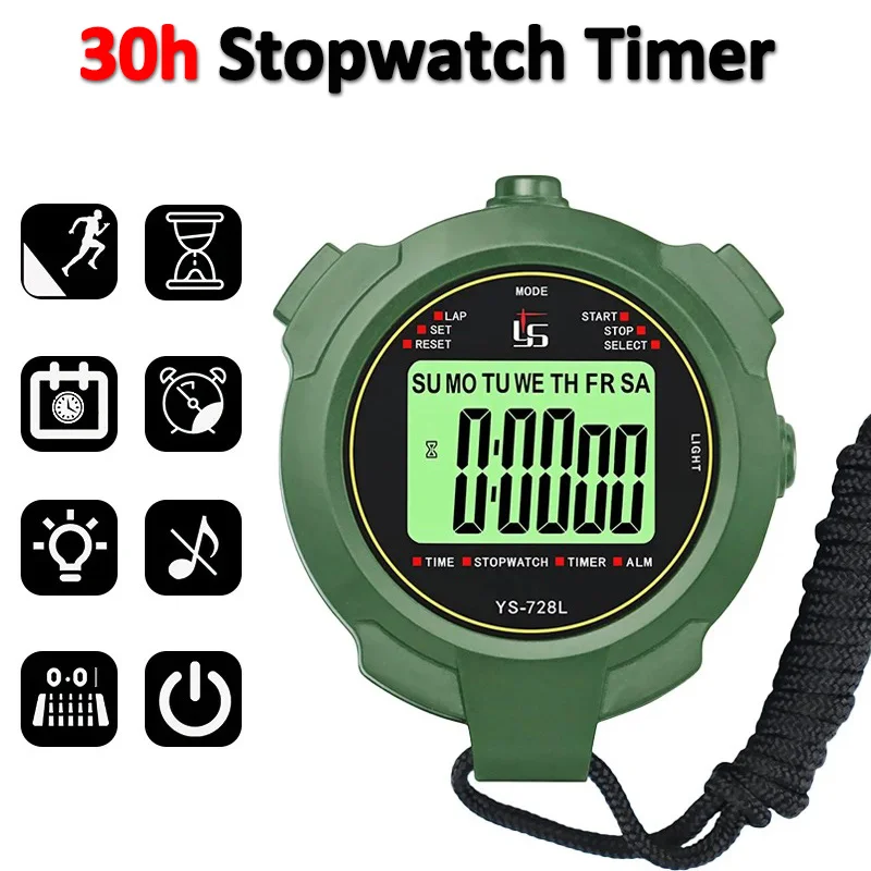 30 val. chronometro rankinis kišeninis chronometras 0,01 s tikslumas Profesionalus skaitmeninis sportinis chronometras LCD laikmatis Chronometras Laikmačio įrankiai_voghion.com