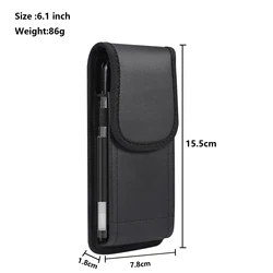 Premium Universal Leather Phone Belt Clip Case - Stylish Waist Bag Holster Cover ((M) 6.1 Inch)