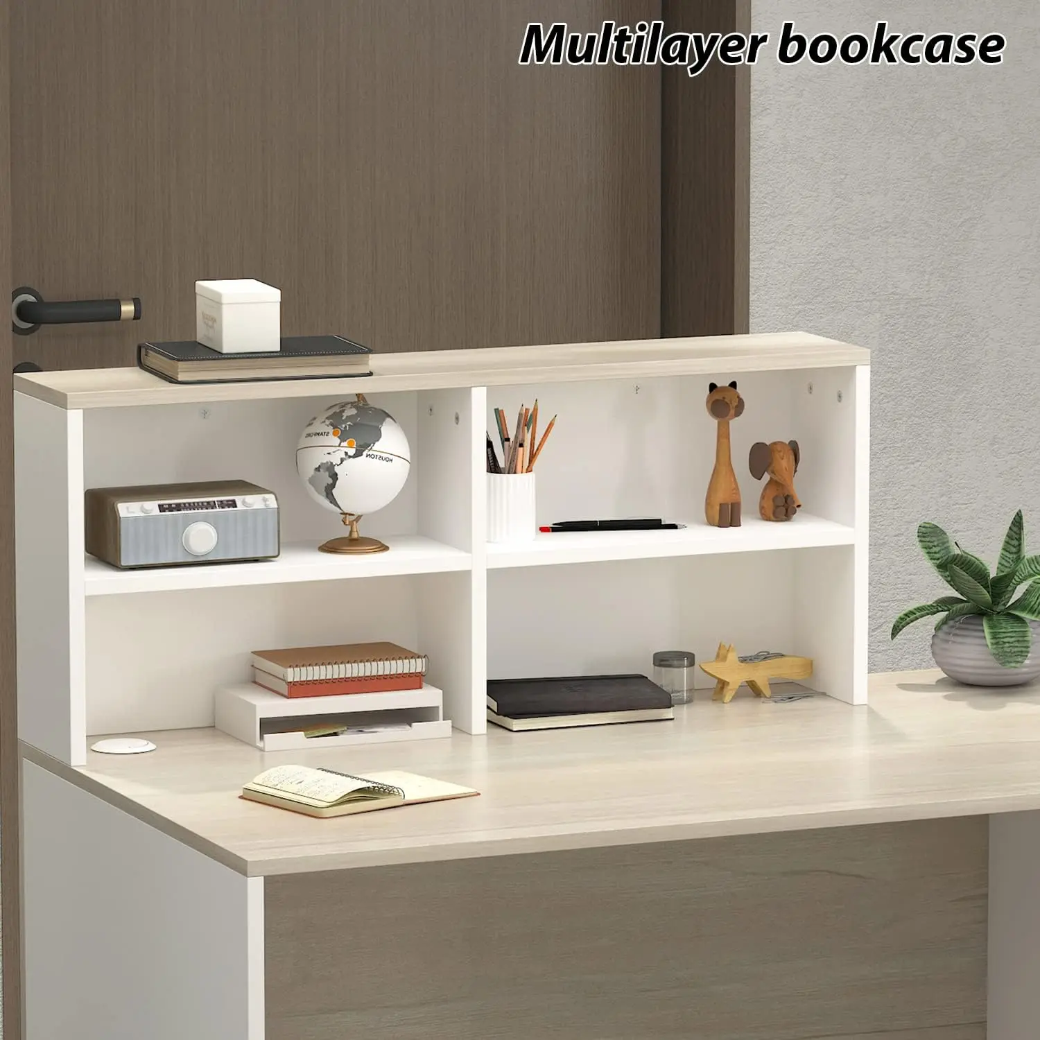 AIEGLE Reception Desk with Counter & Lockable Srotage Drawers, for Salon Reception Room Checkout Office, Natrual (55.1" L x 23.6