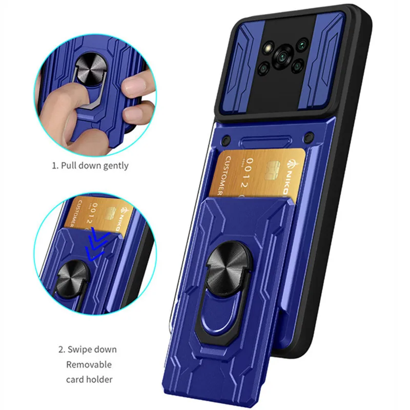 For Xiaomi Poco X X3 NFC Case Shockproof Armor Card Slot