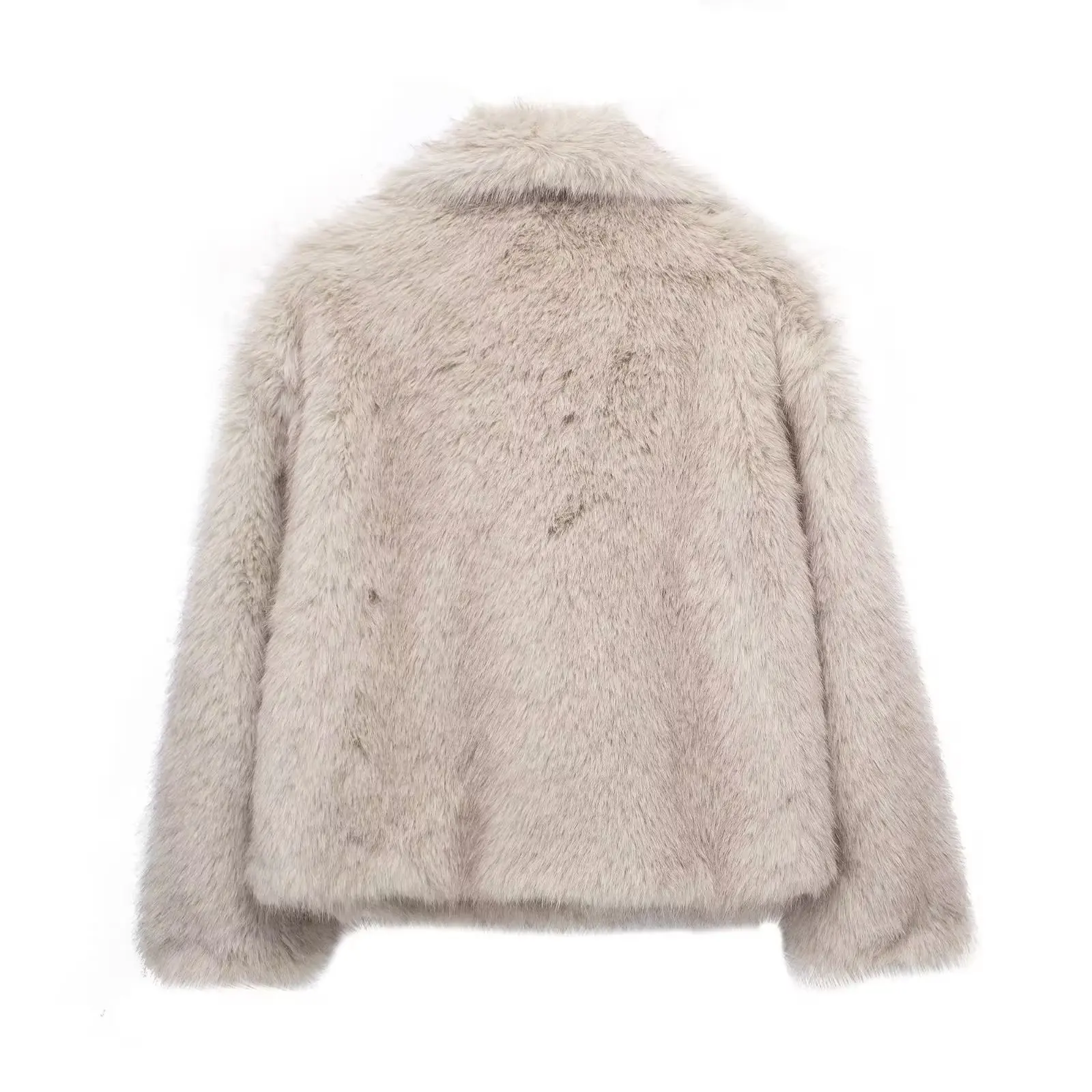 Lapel Artificial Fur Jackets Women Long Sleeve Fluffy Warm Short Coats Casual Retro Thick Coat Fashion Autumn Winter Street Top