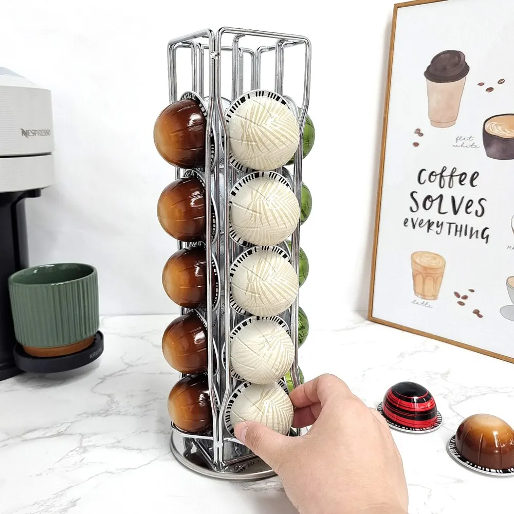 Koffie Pod Houder Draaibare Vertuo Line Koffie Capsule Pods Houder Display Stand Metal 20 Cups Opslag Organizer Planken Rack