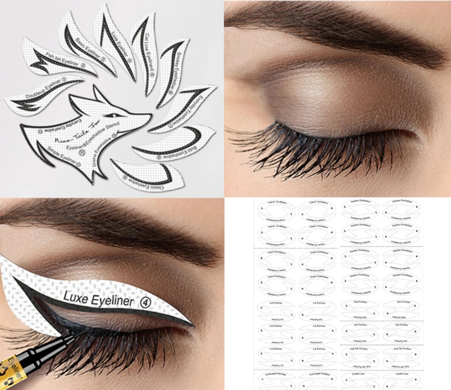 Фото Лисий глаз, подводка для глаз, трафарет, фотоинструменты для формирования бровей, теней для глаз, макияж, шаблон, Фотокарта №2