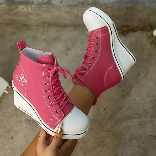 Women Shoes Classic Breathable Canvas Shoes Fashion Casual Vulcanized Shoe Women Wedge Sneakers Height Increasing Platform Shoes - Image 5