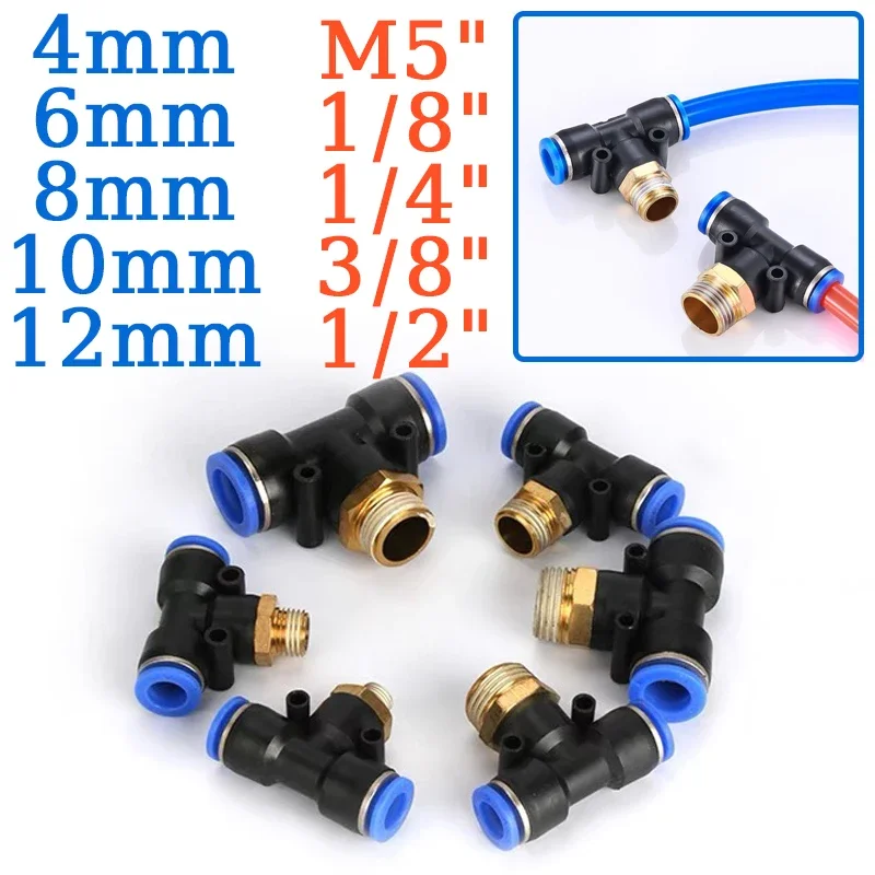 

PB Pneumatic Fitting Pipe Hose Tube 4mm 6mm 8mm 10mm 12mm OD Push In Air Connector 1/8 1/4 3/8 1/2 Thread Hose Quick Connector