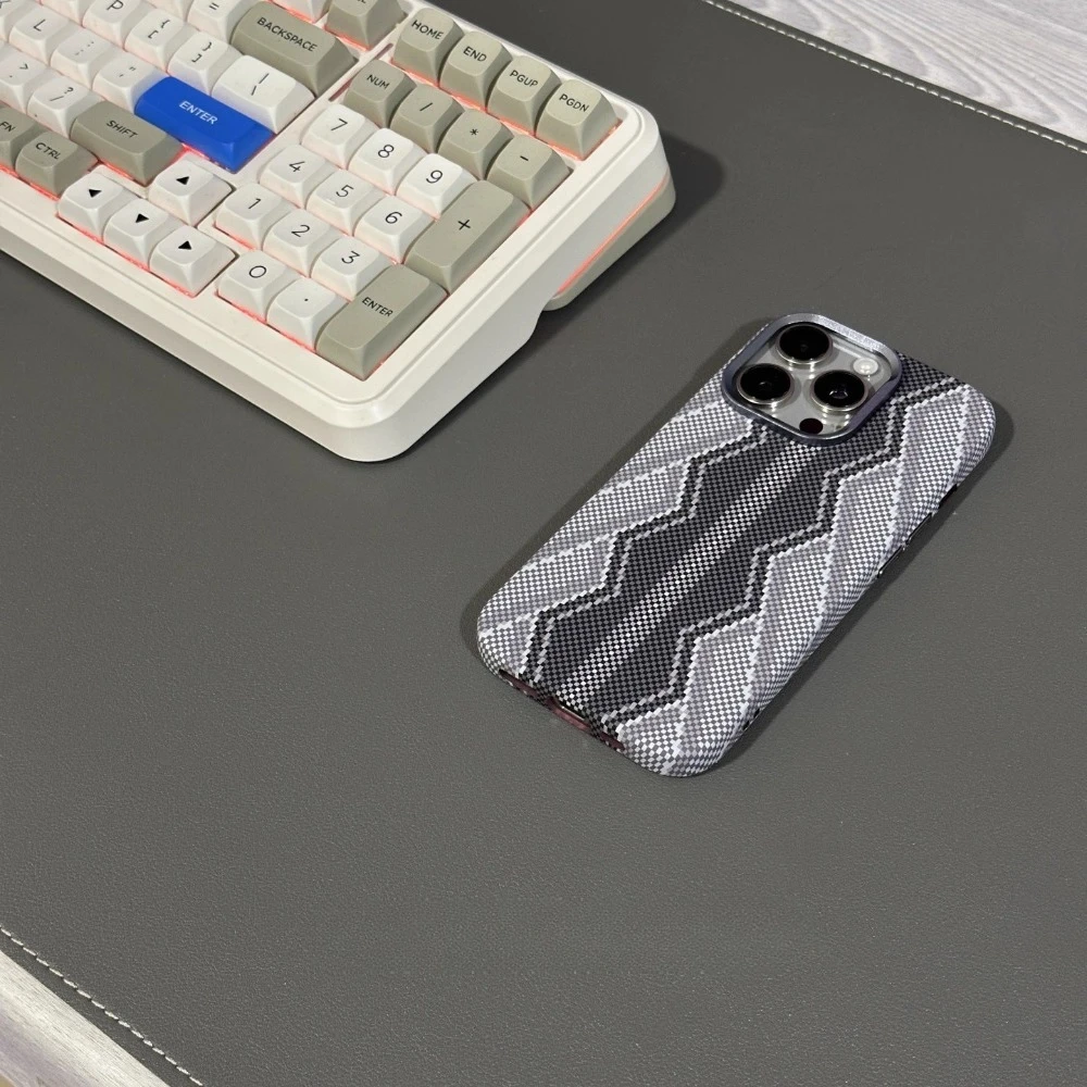 Korean Style Magnetic Carbon Fiber Texture Phone Case with Camera Lens Protection