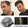 Natural Hairline Skin Pu With Knots Human Hair Toupee Men Wig 0.06mm Knot Male Hair Prosthesis Hair Replacement System For Men 1