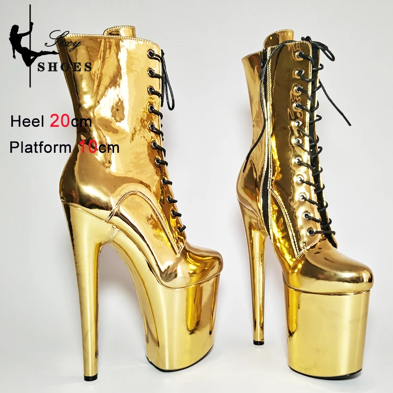 new-gold-shoes-for-women-2023-platform-heels-pole-dance-stripper-20cm-8inch-sexy-ankle-boots-round-toethin-heels-ladies-shoes