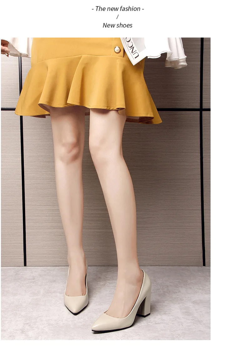 Plus Größe 35-41 Pumps quadratischen Absatz spitzen Zehen High Heels flache weiße Hochzeits schuhe Boots schuhe für Frauen Kleid Schuhe – Detail 13