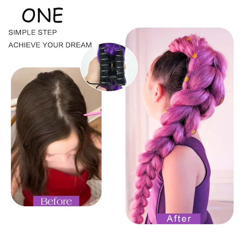 LUPU Synthetic Fiber wig Braided Hair Accessory Ponytail Wig Purple 28 inch Claw Clip Women's Daily Party Special