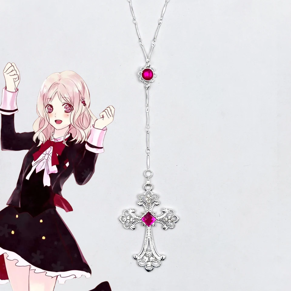 Anime DIABOLIK LOVERS Komori Yui Cosplay Necklace Gemstone Cross