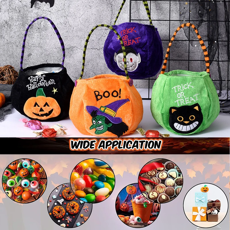 Halloween Trick or Treat Bag Reusable Pumpkin Bags Witch and Vampire Baskets cute candy bag for girl and boy&lsquo;cosplay costume