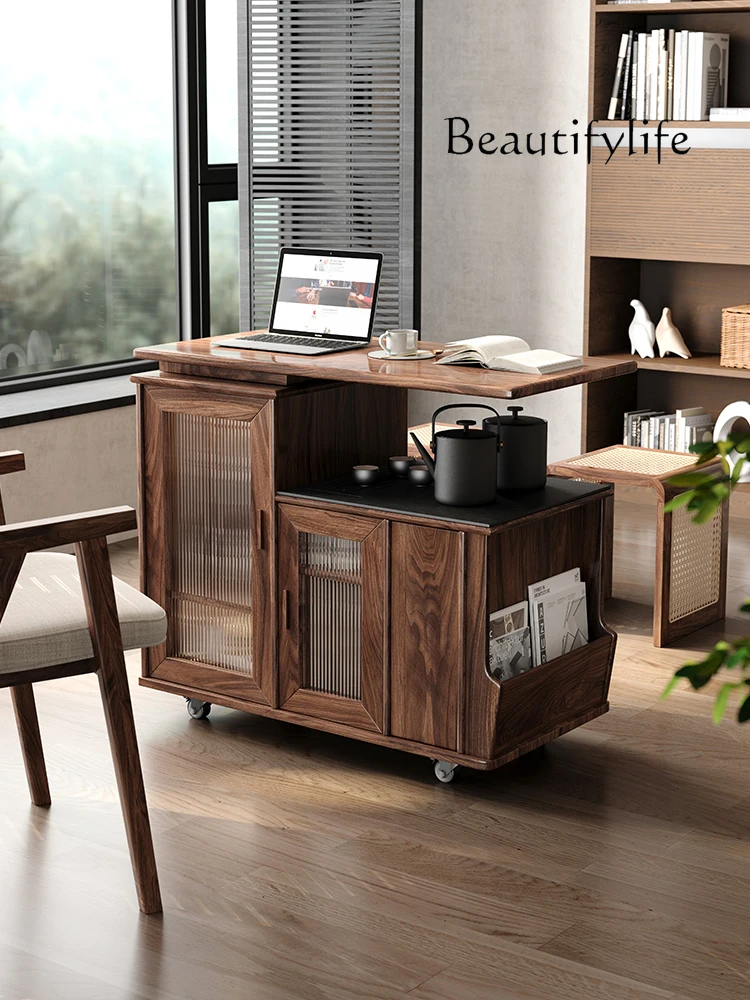 

American Retro Solid Wood Tea Table Multi-Functional Removable Tea Table