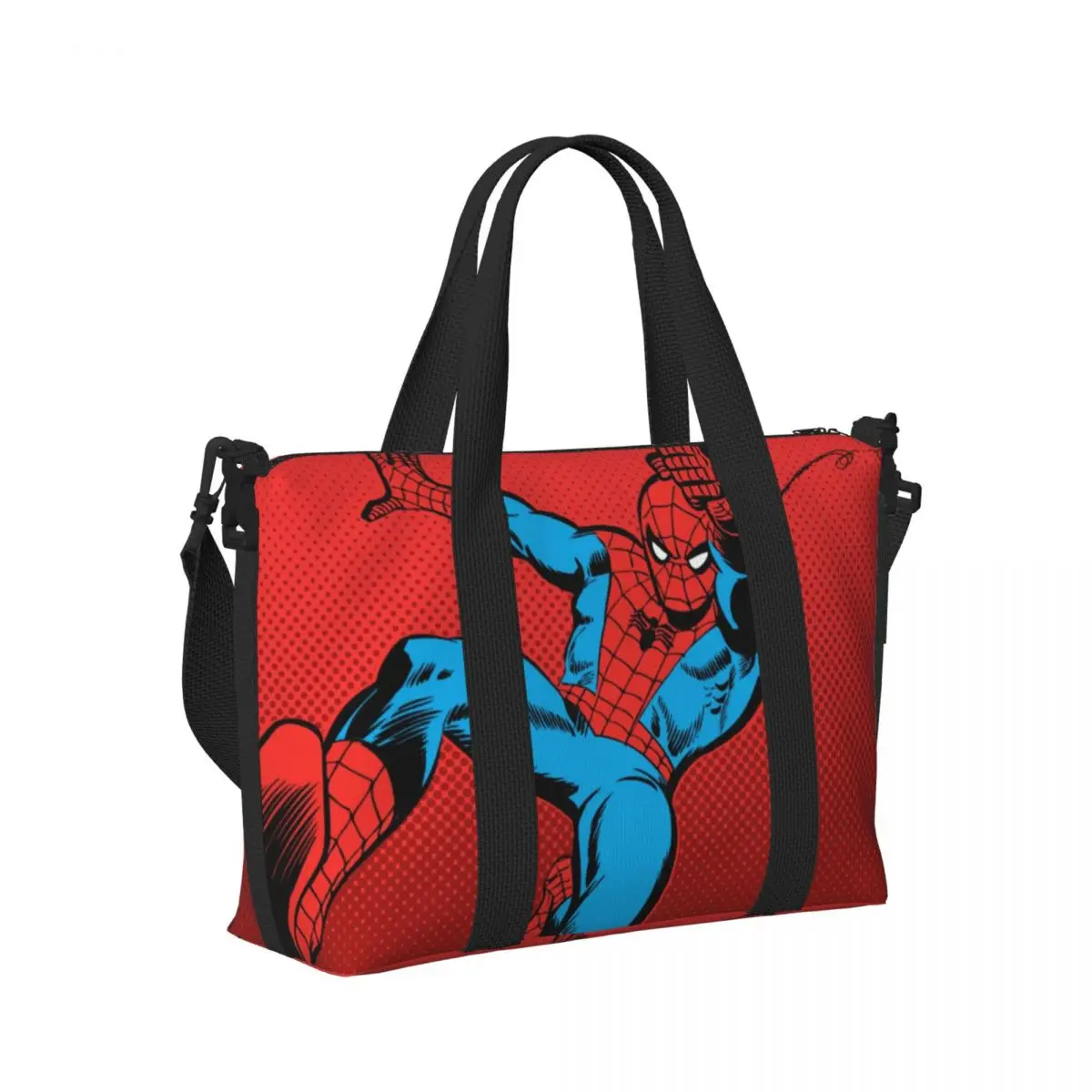 Spider Man Retro Swinging Kick Groceries Tote Shopping Bag Women Big Capacity Gym Beach Travel Bags
