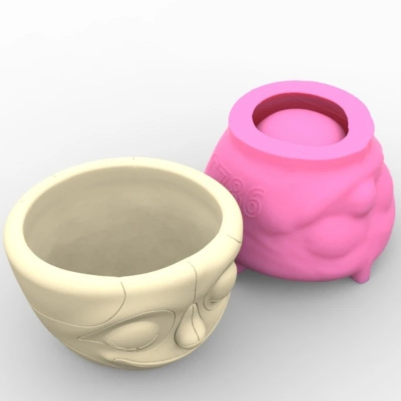 Flexible Silicone Craft Mold for Face Shaped Succulent Planter and Flower Pots