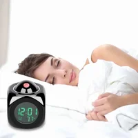 Digital Alarm Clock LCD Creative Projector Weather Temperature Desk Time Date Display Projection USB Charger Home Clock Timer 2