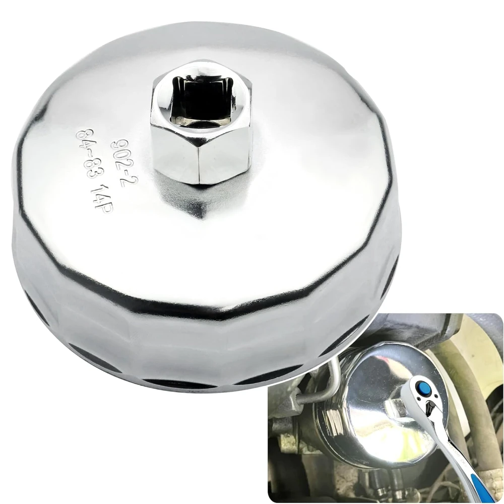 84mm 14Flutes Oil Filter Wrench Compatible with Mercedes Benz Jeep Dodge 3.0L Diesel Engines Oil Filter Socket Cap
