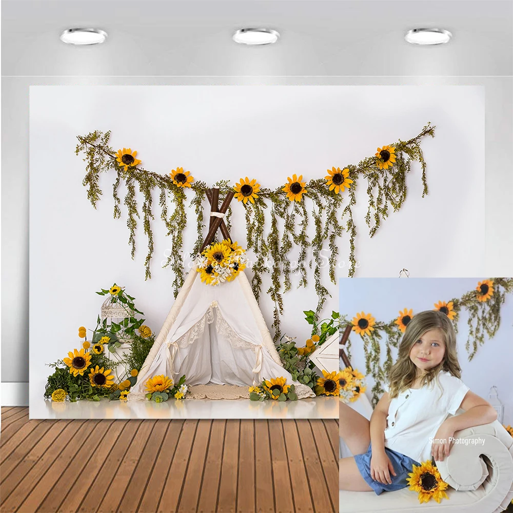 

Sunflower Photography Background Cloth Photo Studio Props Birthday Backdrop Photoshoot Honey Bee Day Kids Birthday Cake Smash