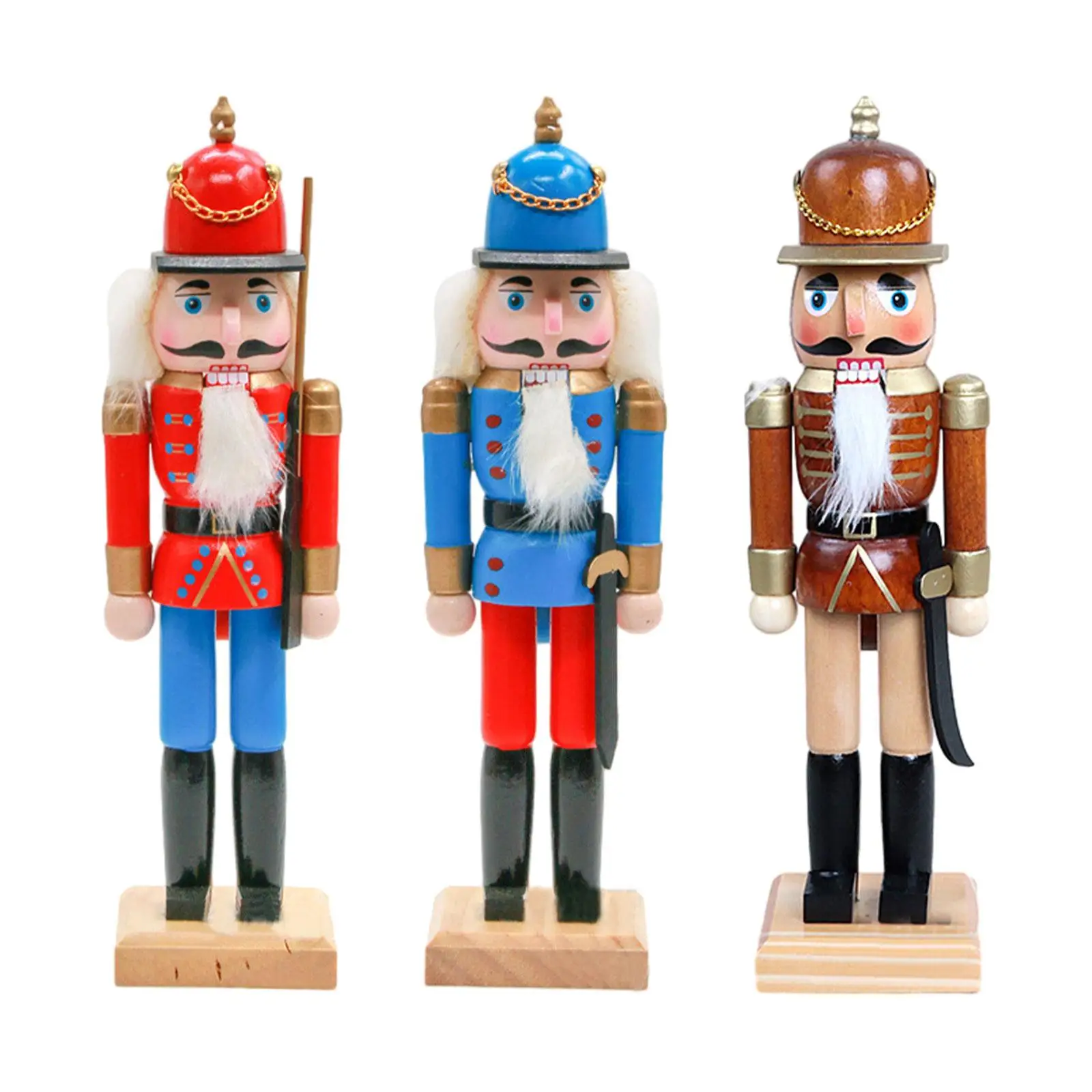 

Wooden Nutcracker Figure Traditional 25cm Nutcracker Figurines Desktop Decoration Christmas Ornaments for Tables Indoor Shelves