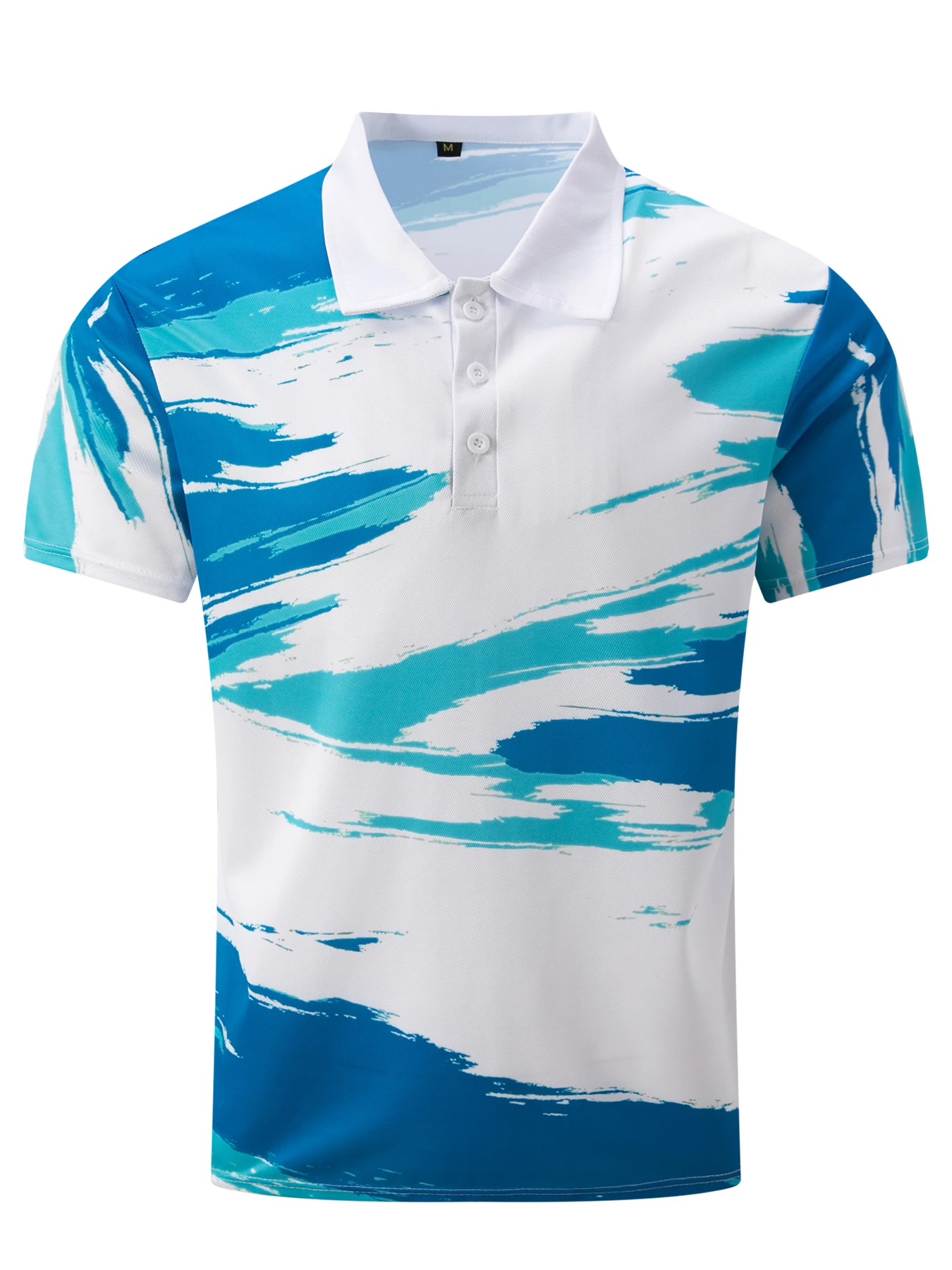 남성용 라펠 줄무늬 반팔 폴로 셔츠, 오리 프린트 단추 티셔츠, 패션 상의, 여름 신상