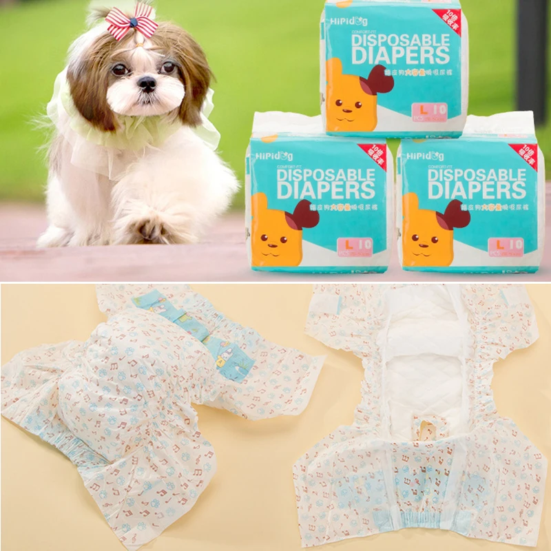 10PCS/pack Super Absorption Physiological Pants Dog Diapers For Dogs Pet Female Dog Cat Disposable Leakproof Nappies Puppy