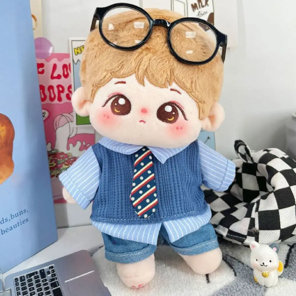 1 set Sweater Vest 20cm Cotton Doll Clothes School Uniform Tie Cotton Doll's Clothes Mini Denim Shorts Doll Clothes
