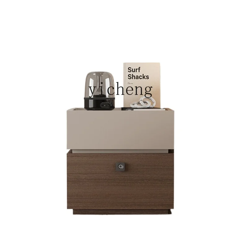 

ZK Bedside Table Smart Password Lock Modern Minimalist Storage Cabinet Solid Wood Light Luxury Bedroom Bedside Cabinet