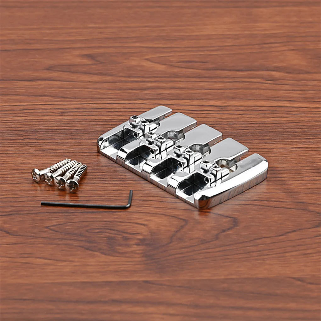 

Chrome Saddle Height Adjustment Easily Use 4 Strings for Beginner Musical Instruments Part Simple Style Guitar Bridge