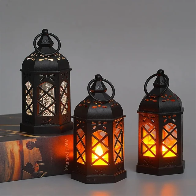 Lampe de bureau rétro, décoration d'ambiance, cadeau créatif, lampe à vent hexagonale, bougie, lampe à vent Led, Portable, petit cheval 2
