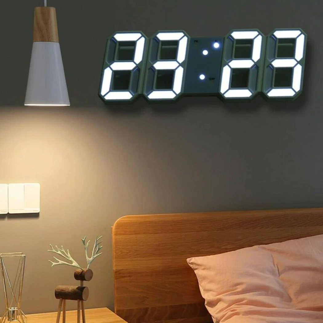 3D LED Digital Alarm Clock Wall Time/date/temperature For Home/kitchen/office Clocks Decor Garden