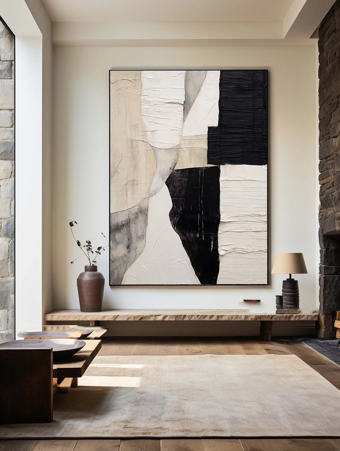 Bege wab sab kunst aan de muur Set van 2 Bege Wab sab Neutraal