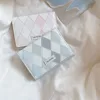 Fashion Blue Card Bag With Checkered Pattern Multifunctional Card Wallet PU Simple Credit Card Holder Female 1