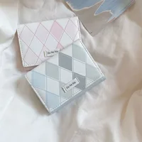 Fashion Blue Card Bag With Checkered Pattern Multifunctional Card Wallet PU Simple Credit Card Holder Female 1