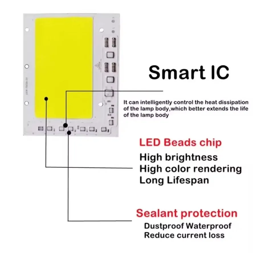 LED Lamp LED COB Chip Smart IC No Need Driver AC200-240V For Flood Light Spotlight DIY Chip COB Linear Lighting Light Source LED Chip LED Flood Light