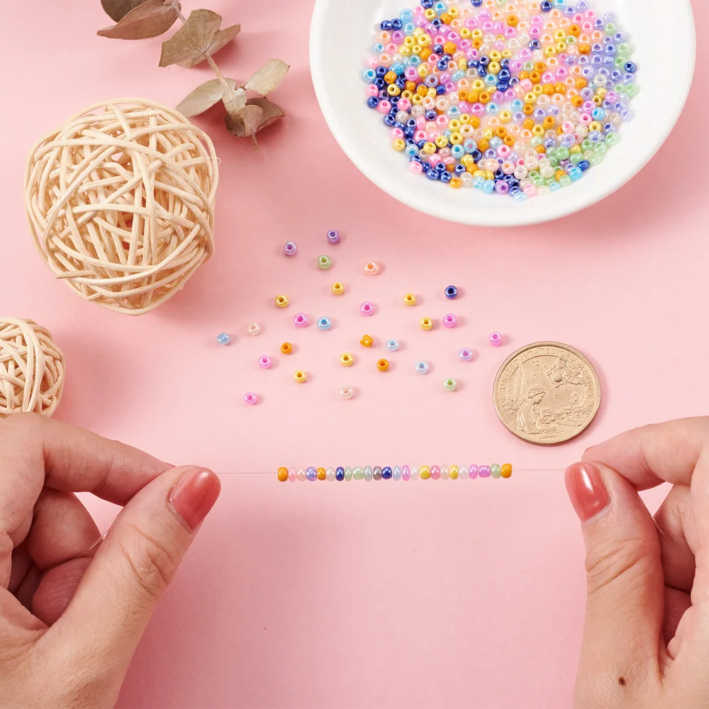 8/0 Glass Seed Beads Ceylon Round Spacer Beads 15 Colors for Bracelet Necklace Jewelry Making Bead Crafting about 7500pcs/Box