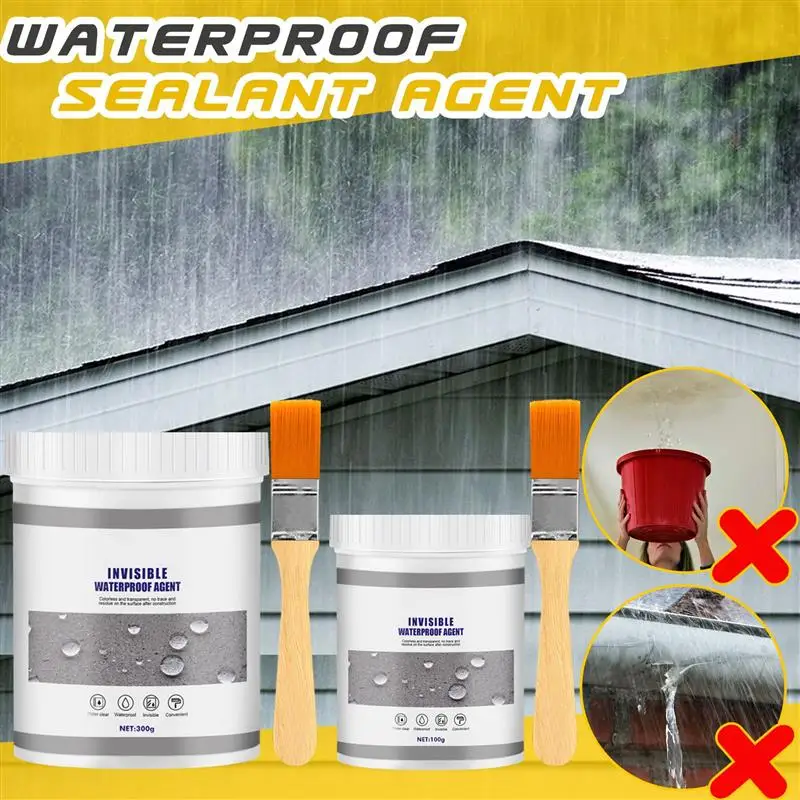1-5Pcs 300g Waterproof Coating Sealant Agent Transparent Invisible Paste Glue With Brush Adhesive Repair Home Roof Bathroom