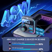 JOYROOM 48W Bluetooth 5.3 Car FM Transmitter Dual Mics PD&QC 3.0 Car Fast Charging Charger Adapter U Disk Hands-Free Calling - Image 2