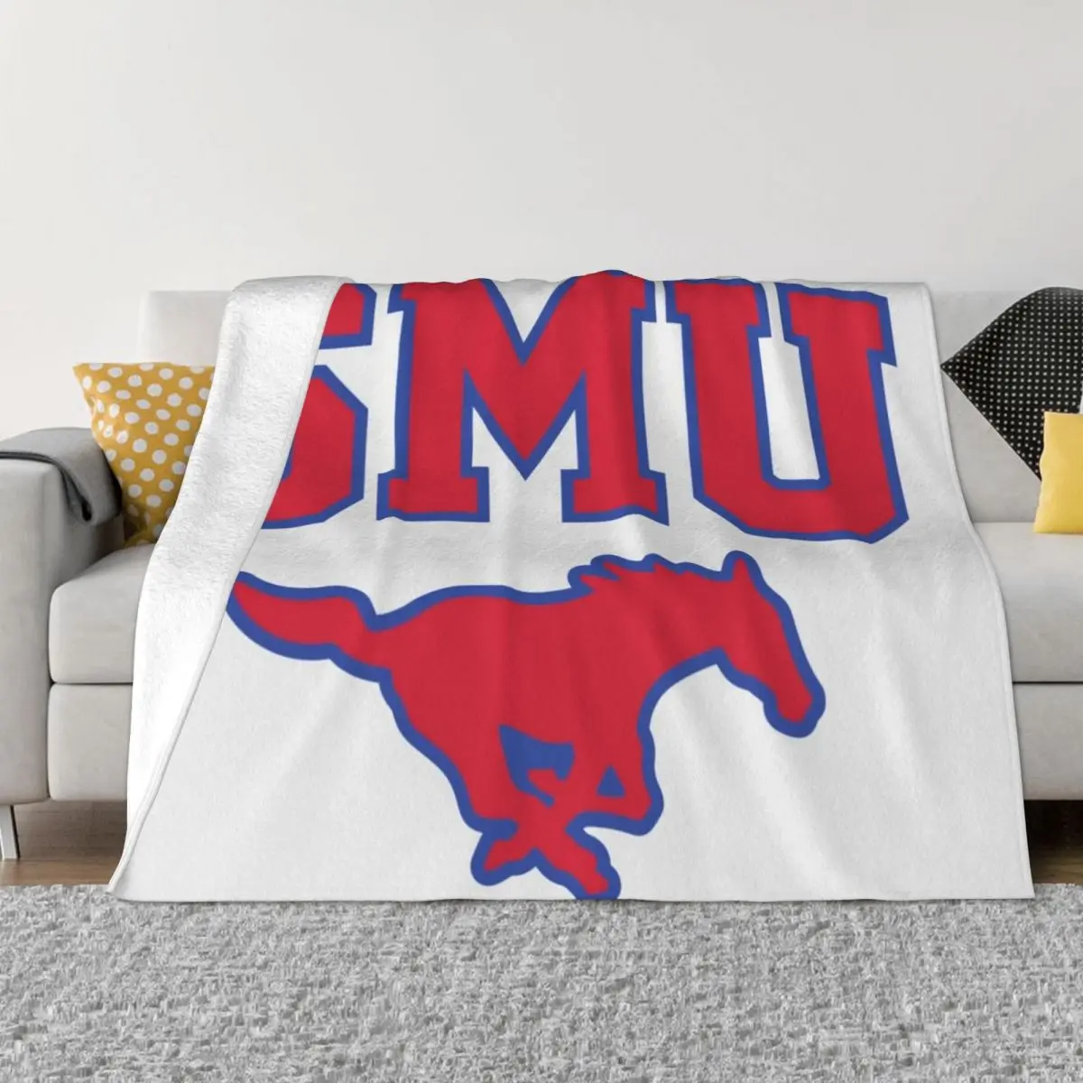 

SMU Blue Logo & Red Peruna Throw Blanket Beach Thin Sofa Throw Blankets