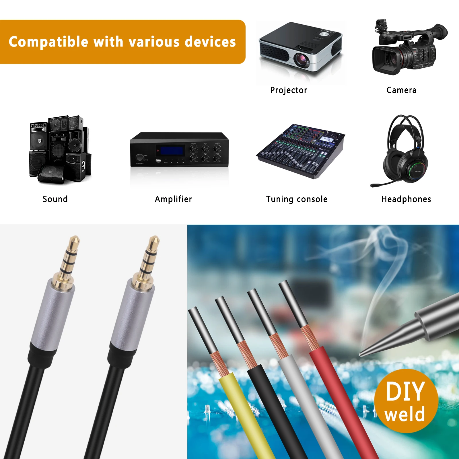 Spina maschio da 3,5 mm 2,5 mm/jack femmina a filo nudo estremà aperta TS mono/3 poli/4 poli TRRS connettore jack stereo cavo audio  13