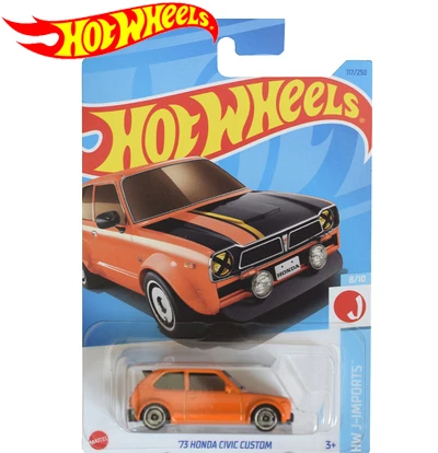 

2023 Original Hot Wheels Car HW J-IMPORTS 1:64 Alloy Diecast Vehicle 73 Honda Civic Custom C4982-117/250 Boys Toys for Kids Gift