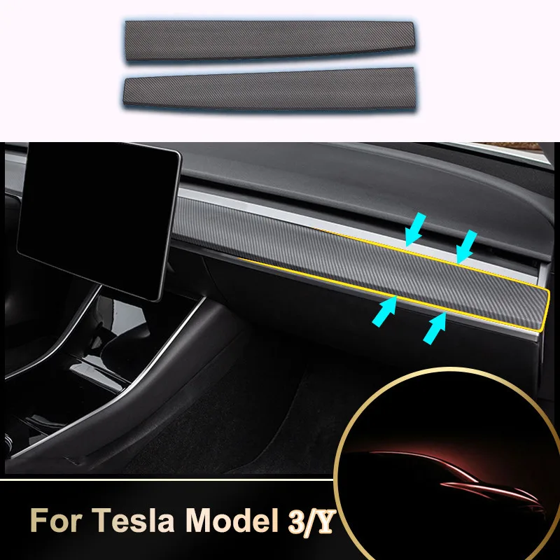 

Декоративная полоса для отделки приборной панели, наклейка для Tesla Model 3, модель Y, чехлы для салона автомобиля Tesla Model Y 2023, автомобильные аксессуары