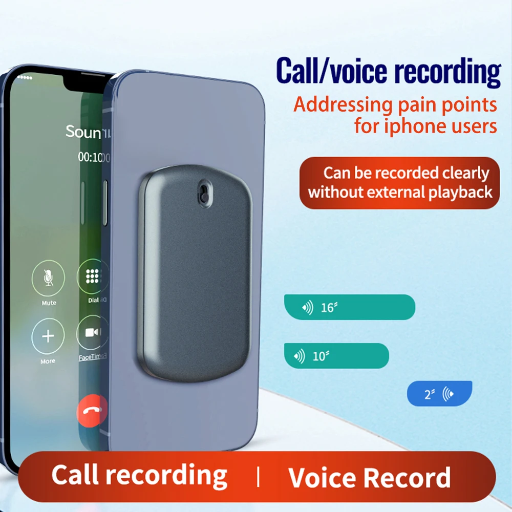 Voice Recorder Mobile Phone Call Magnetic Attraction One Click For IOS/Android Meeting Interview