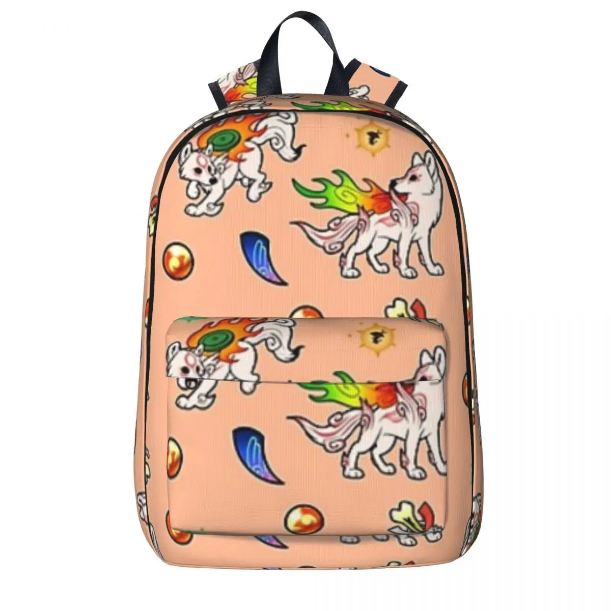 

Рюкзак с узором Okami для мальчиков и девочек, школьные ранцы для учеников, детский мультяшный рюкзак для ноутбука, вместительная сумка на плечо