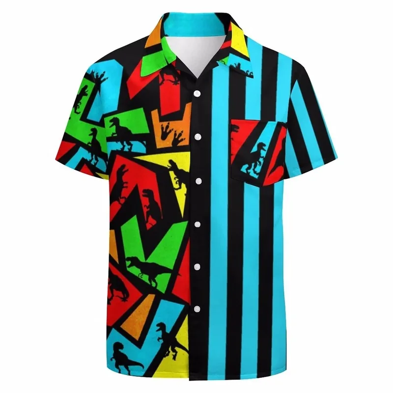 Full Print Neon Painting Abstract Graphic Festival Shirts For Men Short Sleeve Button Down Casual Beach Party Shirt Clothes 3