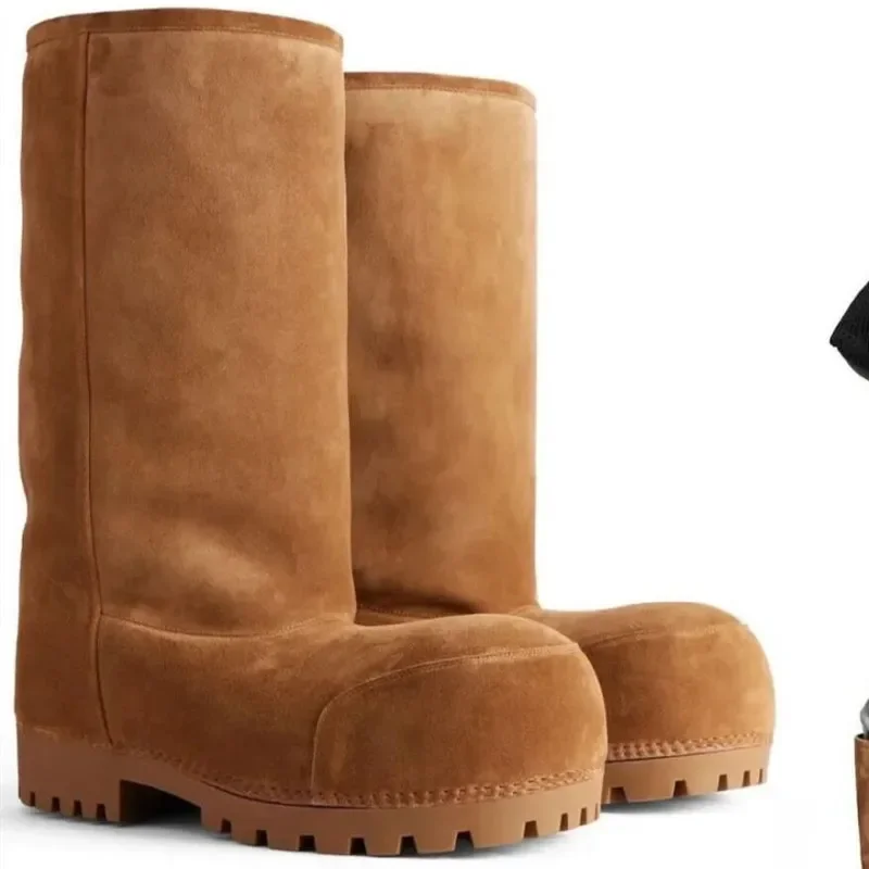 Autumn And Winter New Ugly Big Head Snow Boots Bread Boots Women's Platform Increase But Knee-High Warm Cotton