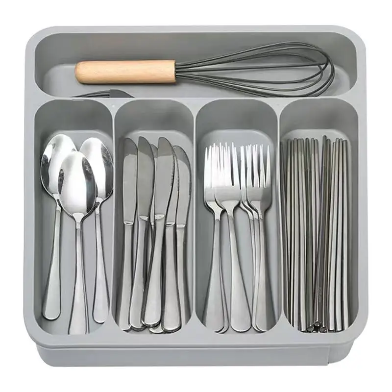 

Kitchen Drawer Organizer Portable Flatware Drawer Container With 5 Divided Section Expandable Cutlery Organizer For Kitchen