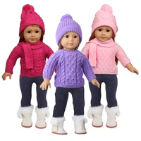 Doll Clothes Set For 18 Inches American Dolls Sweater+Hat+Pants Clothing Suit Outfit For 43Cm Baby New Born&OG.Russia Girl Doll 1