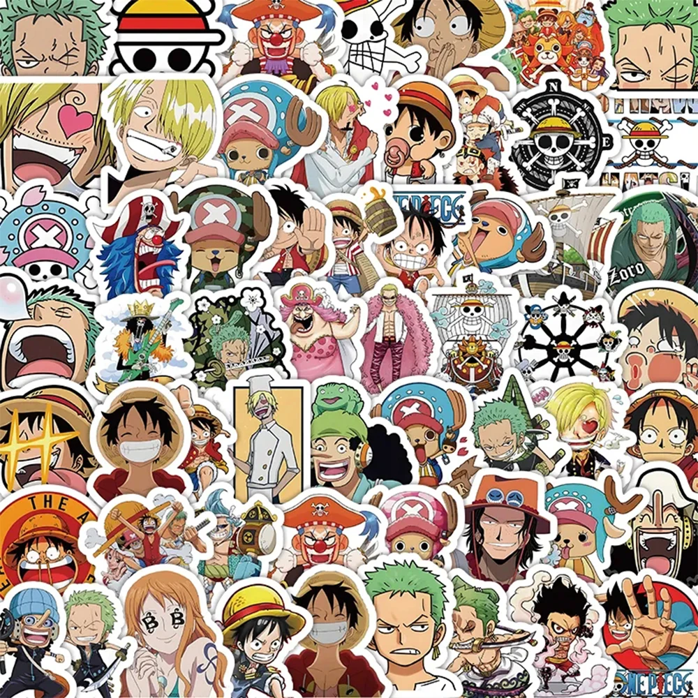 

10/30/50/100pcs One Piece Anime Stickers Cartoon Luffy Zoro Decals Graffiti Skateboard Car Wall Waterproof Cute DIY Sticker Toys