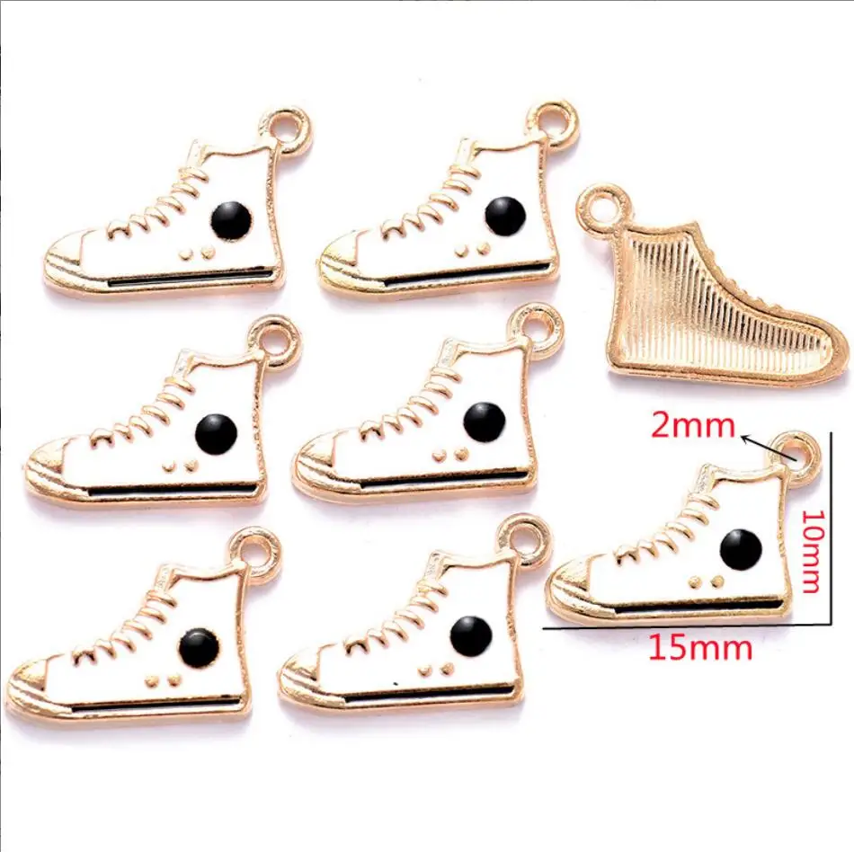 100pcs 19*12mm Enamel Gym Sports Shoes Charms Pendants for Bracelets Earrings Sneaker Charms Handmade Jewelry  DIY Making F0730
